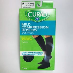Curad Black Mild Compression Hosiery 8-15 MMHG  Knee Highs Size L